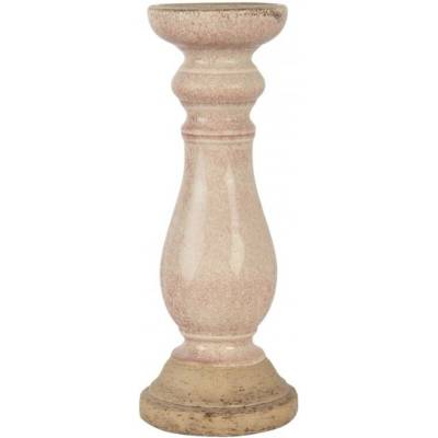 Světle růžový svícen se zdobenou nohou – 14x36 cm
