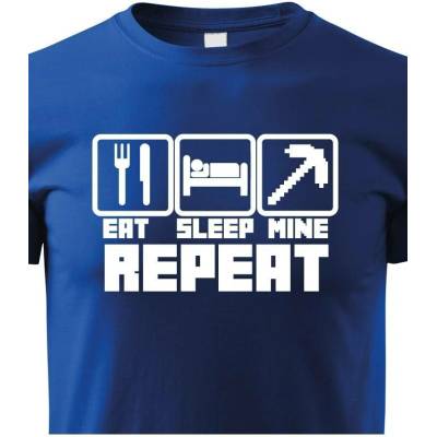Dětské tričko Eat Sleep Mine Repeat ModráCanvas Dětské tričko Bezvatriko.cz 1