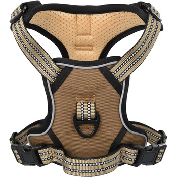 vidaXL Кучешки нагръдник с отразяващи ивици регулируем кафяв L (4013372)