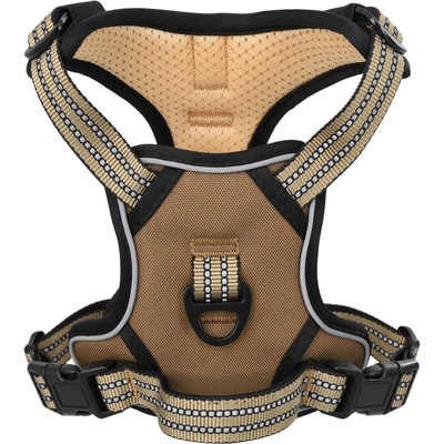 vidaXL Кучешки нагръдник с отразяващи ивици регулируем кафяв L (4013372)