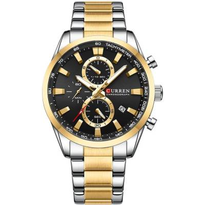 Curren Мъжки часовник Curren Shive, Неръждаема стомана, Хронограф, Златист / Черен (CURREN-8445-GOLD-BLACK)