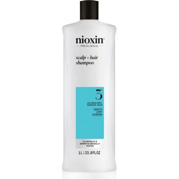 Nioxin System 3 Scalp + Hair Shampoo čisticí šampon pro barvené řídnoucí vlasy 1000 ml