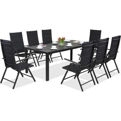 Garden Point Алуминиева градинска мебел Polywood с голяма маса Verona за 8 човека Garden Point черна (GAP321SD-8)
