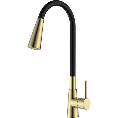 Inter Ceramic СМЕСИТЕЛ ЗА КУХНЯ havana icf7242074brg ГЪВКАВ ЧУЧУР ЧЕРНО/РОЗОВО ЗЛАТО (icf7242074brg)