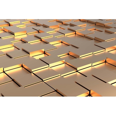 DIMEX ART Флизелинов фототапет златни абстрактни кубчета 375 x 250 см