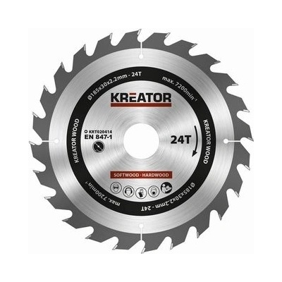 Pilový kotouč Kreator KRT020414 na dřevo 185mm, 24T