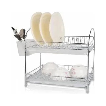 Rosberg Сушилник за съдове Rosberg, 34 см, С 2 тави, Поставка за прибори, Хром, 555R53000E