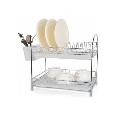 Rosberg Сушилник за съдове Rosberg, 34 см, С 2 тави, Поставка за прибори, Хром, 555R53000E