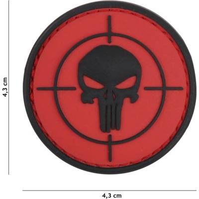 Gumová nášivka 101 Inc Punisher Sight - červená