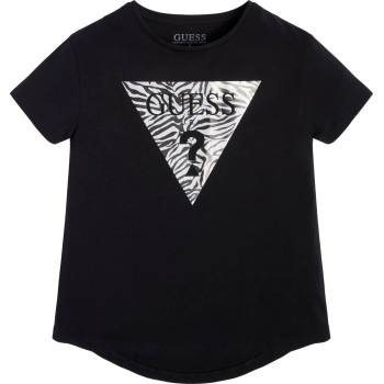 GUESS Черна тениска с къс ръкав за момиче с цветно лого Guess