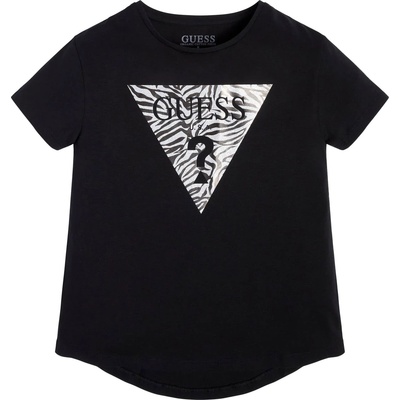 GUESS Черна тениска с къс ръкав за момиче с цветно лого Guess