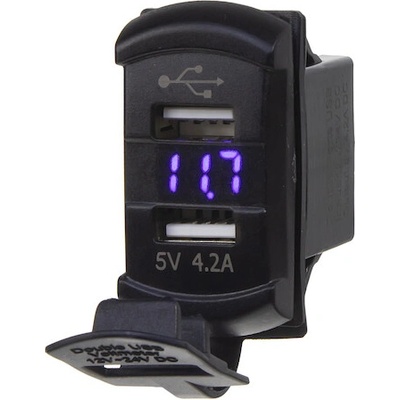 2x USB zásuvka s voltmetrem Rocker, 34554B