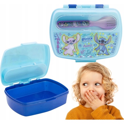 Stor Box na desiatu s príborom Angel a Stitch