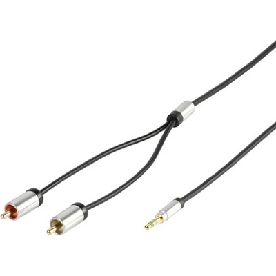 Vivanco Аудио кабел Vivanco PRE 352R 25, 2x чинч(м) към 3.5mm стерео jack, 2.5м. черен (PRE 352R 25)