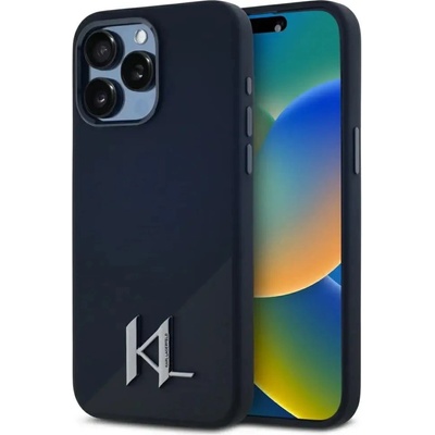 KARL LAGERFELD Silicone Shadow Metal Initial MagSafe Case за iPhone 15 Pro черен (3666339252946)