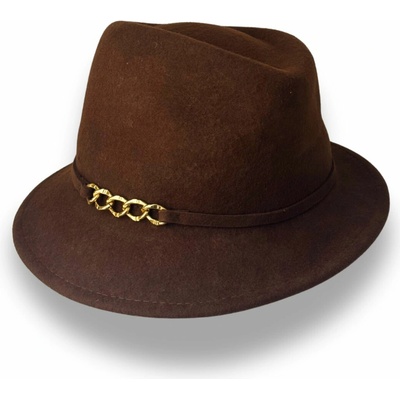 Krumlovanka & Complit dámský plstěný klobouk styl Fedora malá krempa Co-P-013 hnědý
