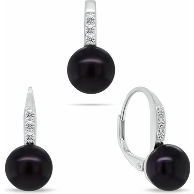 Brilio Silver Půvabný stříbrný set šperků s tmavými perlami SET291WBC (náušnice, přívěsek) – Hledejceny.cz