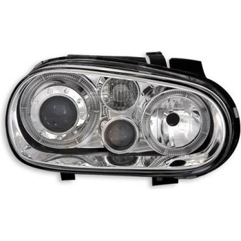 Depo Кристални фарове Angel Eyes GOLF IV R32 - хром