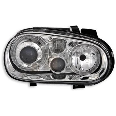 Depo Кристални фарове Angel Eyes GOLF IV R32 - хром