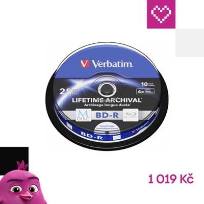 Verbatim BD-R 25GB 4x, M-Disc, printable, spindle, 10ks (43825) – Zboží Živě