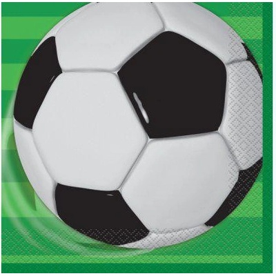 PartyDeco obrúsky papírové 3D fotbal 16 ks 33x33cm