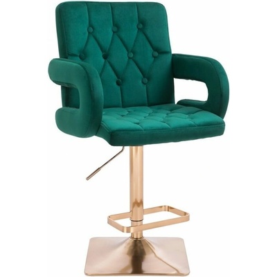 LuxuryForm Design Boston Velur na zlatej hranatej podstave zelená