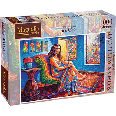 Magnolia Пъзел Magnolia от 1000 части - Жена с котка (8609)