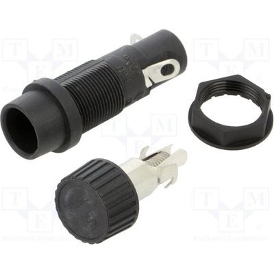 SCHURTER 0031.1803 Zásuvka; 5x20mm; 20A; 600VAC; na panel; černá; termoplast; IP40