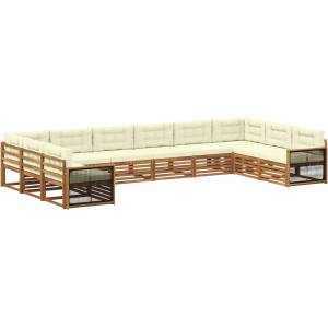 vidaXL Комплекти дивани 10 бр. Солидно акациево дърво (3383893)