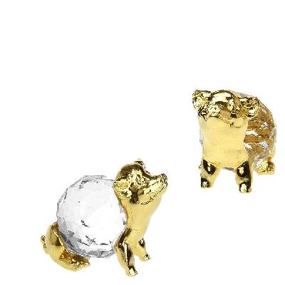 Bohemia Crystal Gifts Prasátko 3,5 cm gold