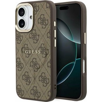 GUESS PU Leather 4G Gold Frame MagSafe Задний Чехол для iPhone 17 Brown Guess | Kafyav | МЪЖЕ | UNI