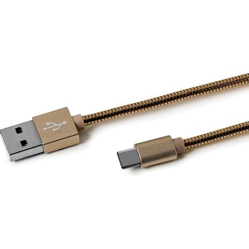 Celly USBTYPECSNAKEGD s USB-C konektorem, kovový obal, 1m, zlatý