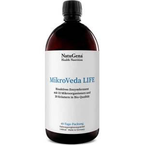 NatuGena MikroVeda Life - Биоактивен фермент с пробиотични бактерии и билкови екстракти, 1000 ml (571810 (2018181) NTG)