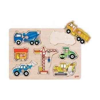 Goki Puzzle with handles, construction machines, Goki 57593