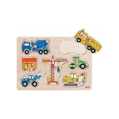 Goki Puzzle with handles, construction machines, Goki 57593