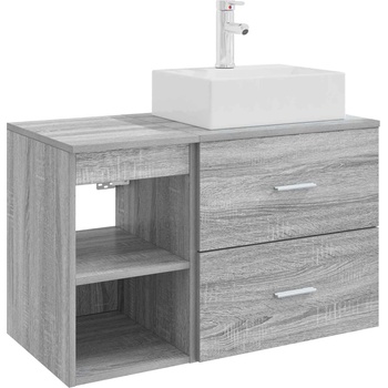 vidaXL Комплект мебели за баня 2 pcs Сив Сонома Инженерна дървесина (3403893)