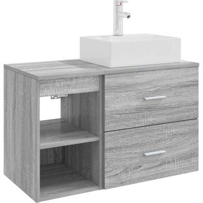vidaXL Комплект мебели за баня 2 pcs Сив Сонома Инженерна дървесина (3403893)