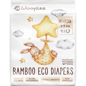 Wooden Spoon Бебешки пелени Wooden Spoon Woopies - Newborn, 2-5 kg, 40 броя (21160) - baby
