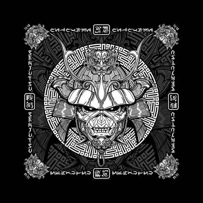Iron Maiden Шал Senjutsu Samurai Eddie Black (B102)