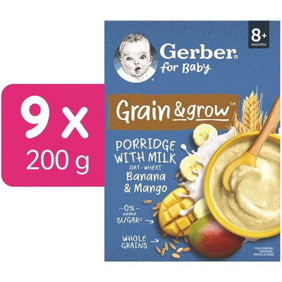 Gerber Mléčná kaše pšenično-ovesná banán a mango 9 x 200 g