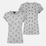 Miso Тениска Miso Printed Boyfriend T Shirt - Grey Printed T Shirt