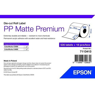 PP Matte Label Premium, 76mm x 51mm, 535 Labels 7113413