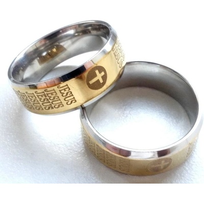 Blingstar Prsten JESUS CROSS Ježíš Multi Nerez ocel Gold/Silver 1461 kříž