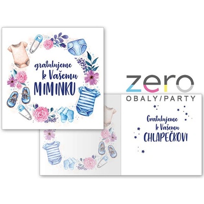 Přání s textem k narození + obálka - chlapeček I