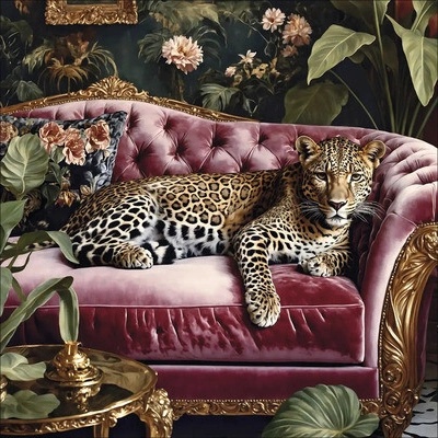 Skleněný obraz Big Cat On The Couch I 50x50cm