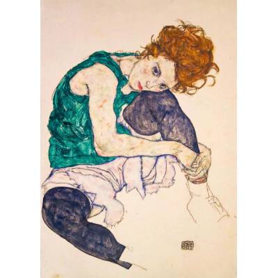 Bluebird Puzzle - Puzzle Schiele - Seated Woman with Legs Drawn Up, 191 - 1 000 piese