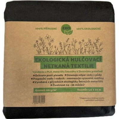 Juta ECO mulčovací netkaná textílie PLA 1,6 x 10 m 60 g/m² kompostovatelná černá