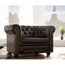 AV interiery Křeslo Chesterfield Bis 105x95x70 ekokůže EKO kůže tmavě hnědá D-150