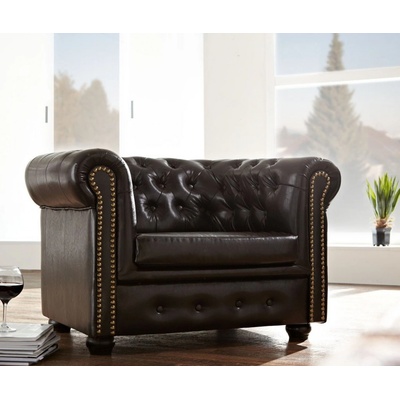 AV interiery Chesterfield Bis 105x95x70 ekokůže antik hnědá MG-606