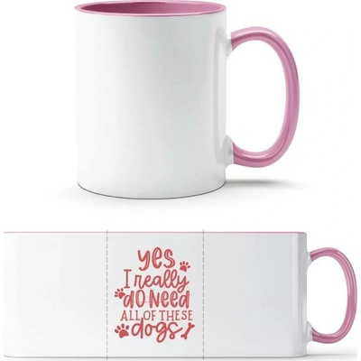 PrintEQ TTH Dvoubarevný Hrnek Design pro majitele více psů Bílá Anitcká Růžová Standard Dárky 250 ml